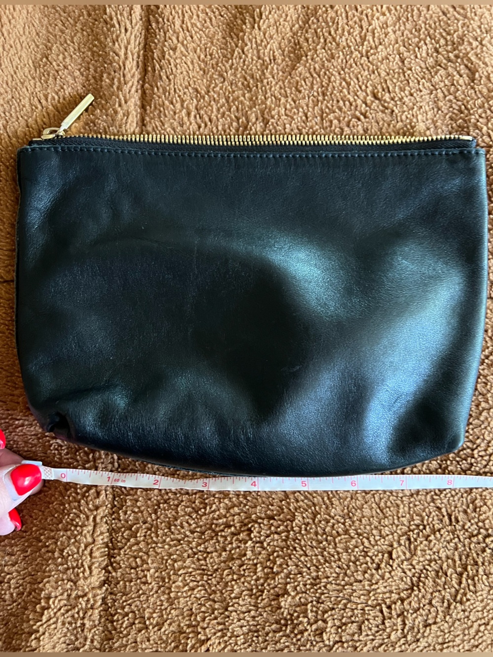 Cuyana black, leather zip pouch